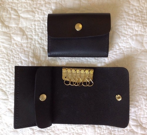 Hergestellt in den USA - Schlüsseletui mit Münzbörse - SCHWARZ - ECHTES RINDSLEDER - Bild 2 von 8