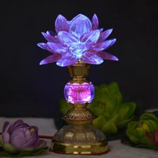 LED Colorful Buddha Lotus Lamp Worship Light Buddhism Temple Lamp Imitation