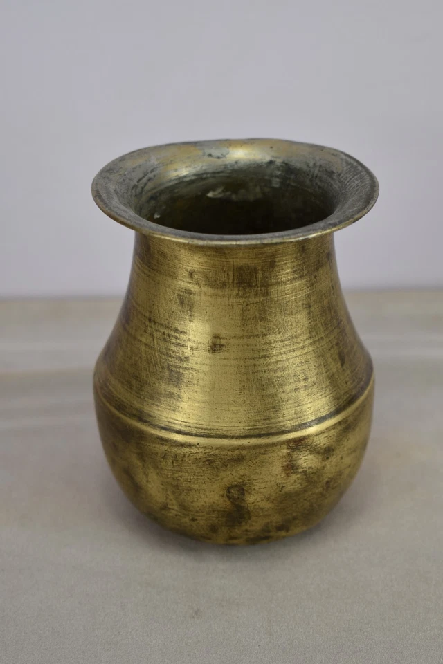 Antiguo cuenco de latón judío otomano árabe saudí yemen nombre del propietario grabado Foto 3 de 4