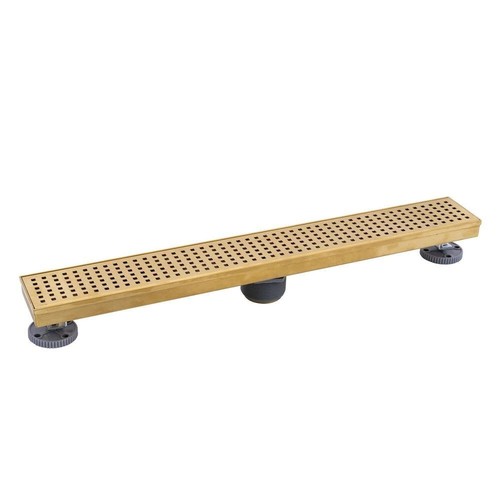 Oatey 24 in Brushed Gold Linear Shower Drain with Square Pattern Drain Cover