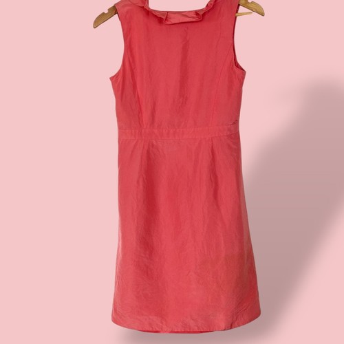 J. Crew Women's Coral Pink Tank Dress with a Ruffle Neckline 100% Silk Size 2 - Picture 2 of 11
