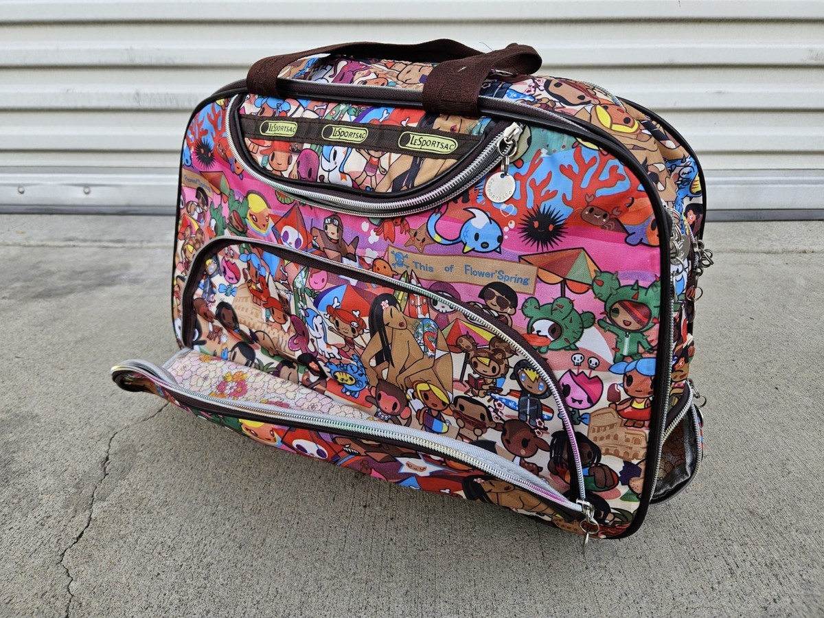 Lesportsac Rolling Duffel Bag Satchel Luggage Carry On Kawaii