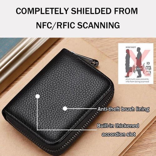Slim Card Case Zipper Card Holder Wallet Credit Large R9G7 Capacity Card H9E4 - Picture 8 of 23