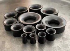 PAIR Concave Black Areng Wood Organic Double Flare Tunnels Body Jewelry Plugs