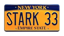 The Avengers | Tony Stark's Acura | STARK 33 | Metal Stamped Prop License Plate
