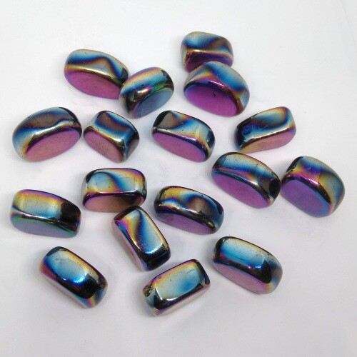 RAINBOW AURA HAEMATITE Tumblestone Healing Grounding Protection HEMATITE 16-20g - Picture 3 of 5