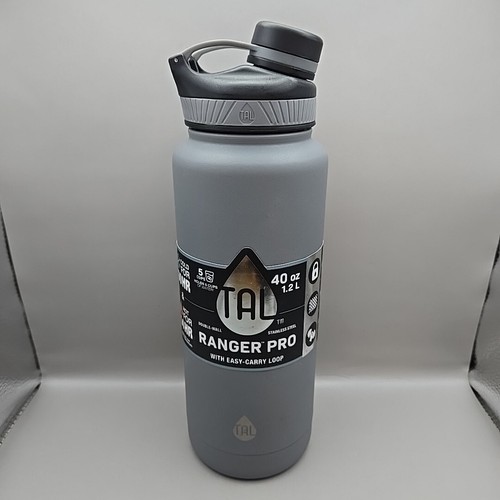 NEW TAL Hydration Ranger Pro 40 Oz. (1.2 L) Gray Silver Water Bottle WM2049