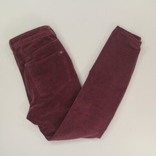 Anthropologie Pilcro High Rise Skinny Button Front Purple Corduroy Pants Size 27