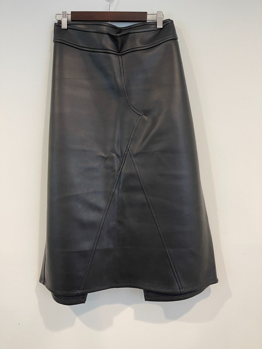 Torrid Black Straight Faux Leather Skirt Side Zip Back Open Split