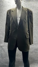 Oscar de la Renta Blazer Men 43R Olive Pinstripe Wool Office Business Classic