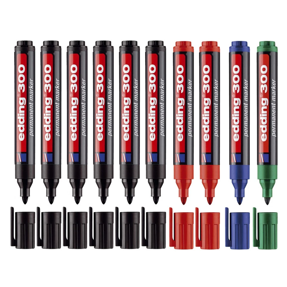 10 x Edding 300 Permanentmarker Filzstift nachfüllbar 1,5 - 3 mm farbig sortiert - Bild 2 von 2