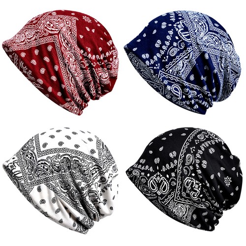 Women Men Paisley Floral Beanie Hat Elastic Soft Multi-Use Neck Scarf Hats Flowe