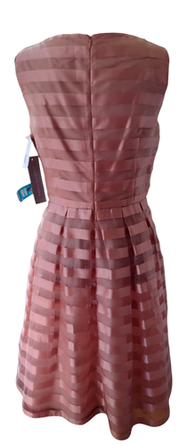 London Times Women's Dusty Rose Pink Stripe Cocktail Dress Sz 8 NWT - Picture 3 of 10