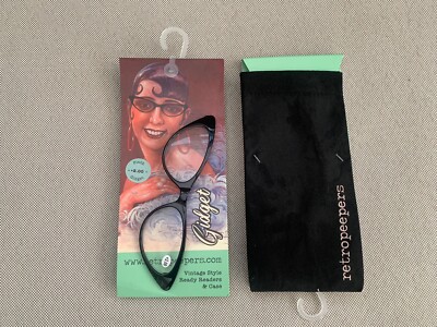 RETROPEEPERS GIDGET Lesebrille schwarz Vintage Cat Eye Style +2,00 mit Etui