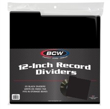 50 BCW Black Vinyl Record Dividers with Tab, 12 Inch 33 RPM Divider