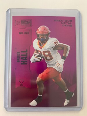2022 Skybox Metal Universe Champions PMG Red #D /75 Breece Hall #073 Rookie RC