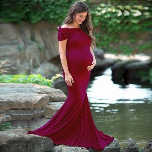 Sexy Maternity Photography Props Dress Off Shoulder Maternity Gown Photo Shoots - Bild 3 von 15