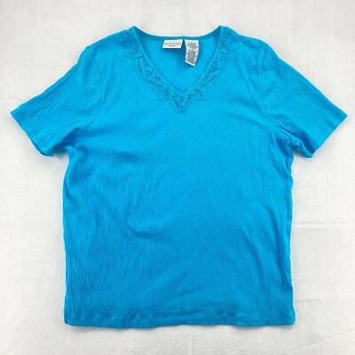 White Stag Women's Short Sleeve Blue Top 16W