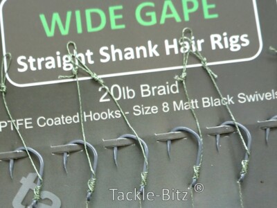 30 Fishing Tackle Carp hair rigs 20lb braid Curve Shank or Wide Gape Hook Choice