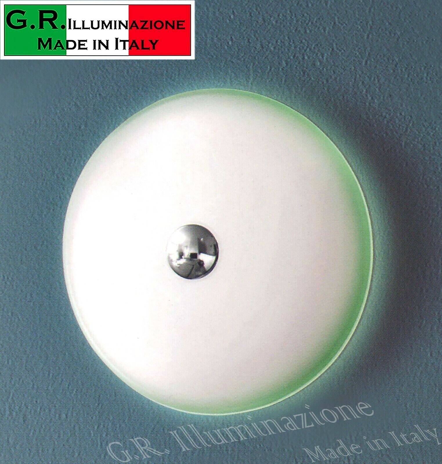 Plafoniera di Design in Vetro 40cm Bianco e Verde 2 Luci Mei