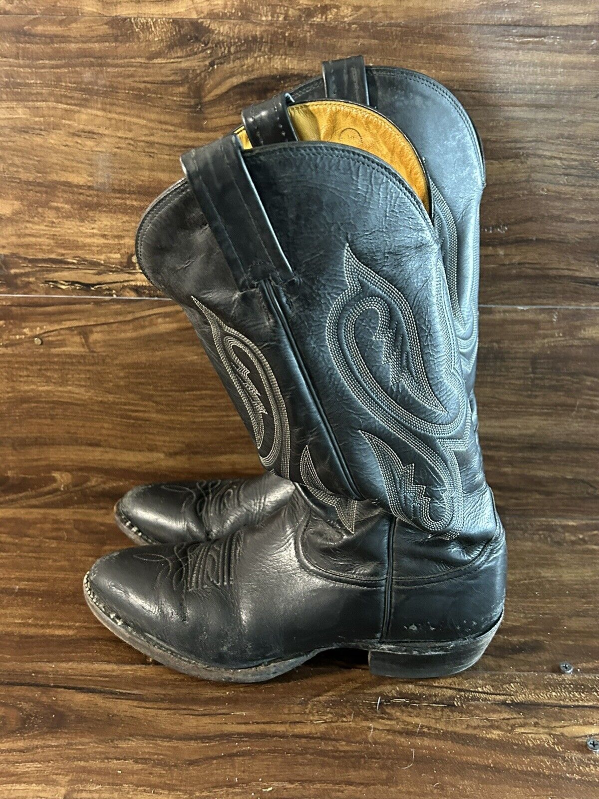 Mens Nocona Black Cowboy Western Boots size 8.5 D - image 1