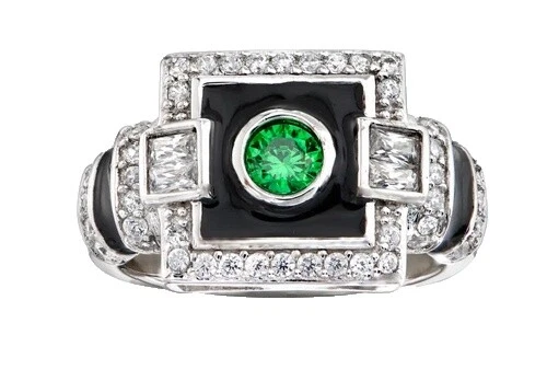 Emerald Enamel Fashion Rings