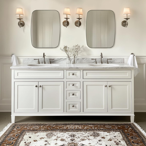 Brushed Nickel Mirror, 28X36 Inch Stainless Steel Metal Frame Oblong Bathroom Mi - Picture 5 of 9