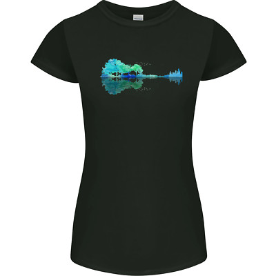 Guitar Reflection Gitarrist Bass Acoustic Damen Petite Cut T-Shirt