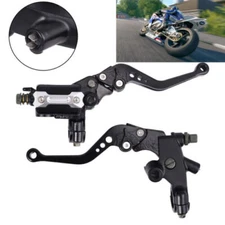 2Pcs Universal 7/8'' Motorcycle Brake Clutch Master Cylinder Reservoir Lever Set