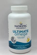 Nordic Naturals Ultimate Omega Lemon 1280mg Softgels 120 Ct Exp 2/27 SLIT ON BX