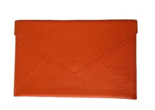 Graphic Image Envelope Wallet Goatskin Leather Medium 7x4" Orange