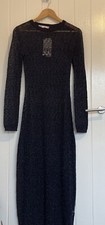 ZARA BLUE POINTELLE KNIT DRESS WITH METALLIC THREAD SIZE S 3390/100