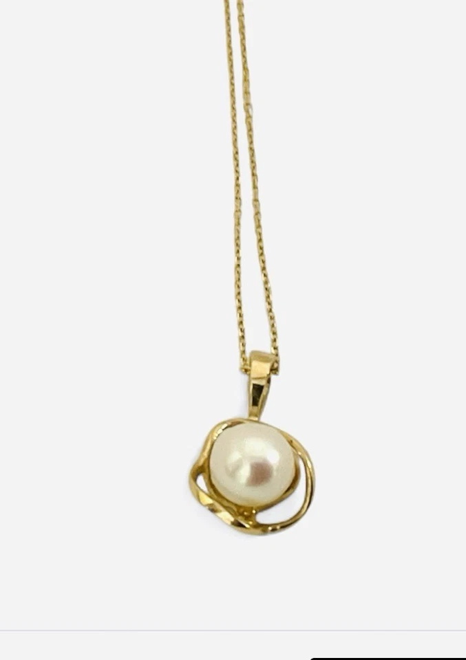 Collar de oro amarillo de 14k y perlas arte gema Moriarty Foto 3 de 4