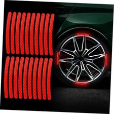20PCS Car Wheel Stripe Reflective Stickers, Night Safety Warning Stickers, Red
