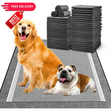 MIZOK Pee Pads for Dogs Charcoal Disposable No Large 28"x34" 40 Count, Black