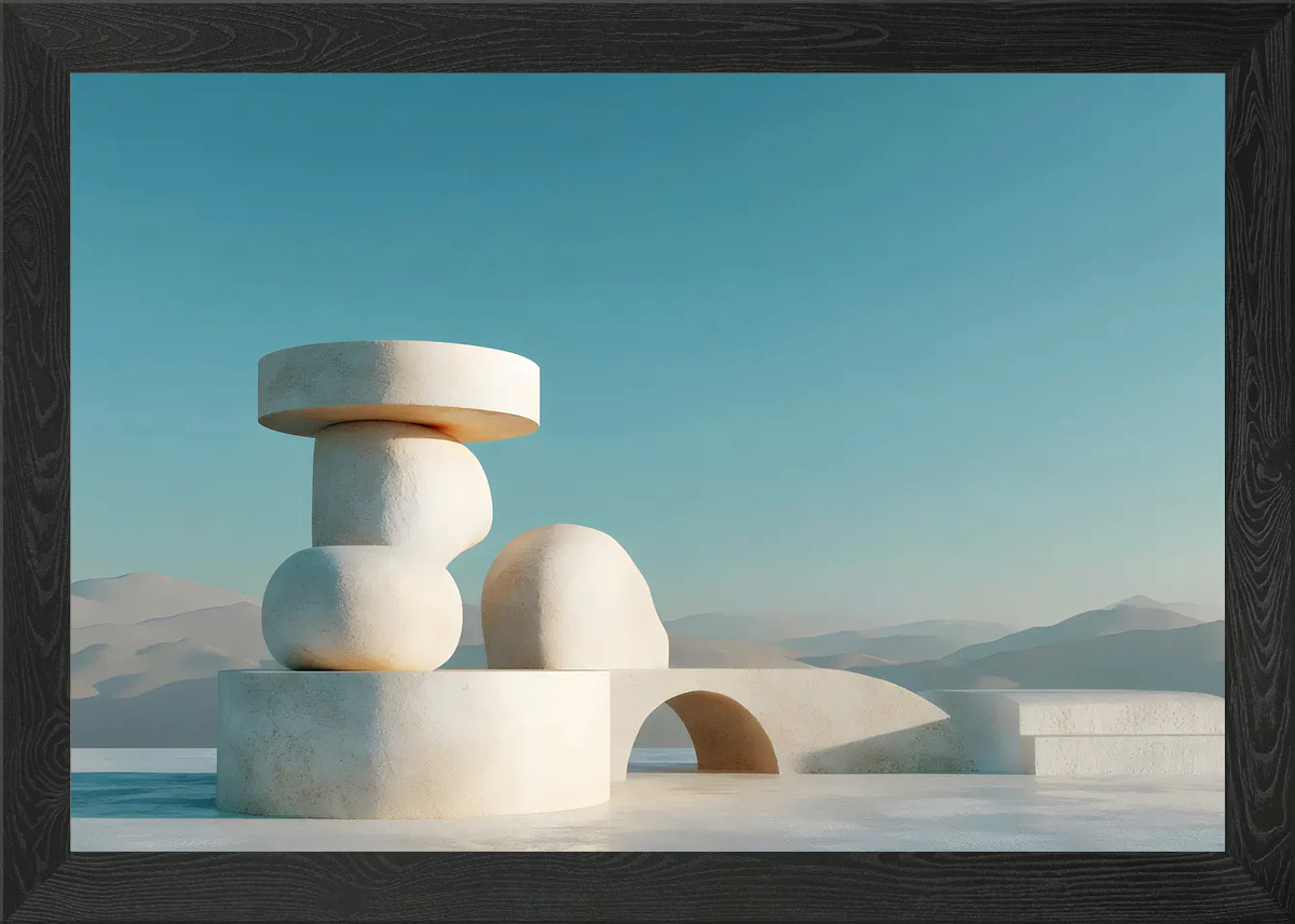Abstract Stone Structures in Desert Framed Wall Art Poster Canvas Print Picture