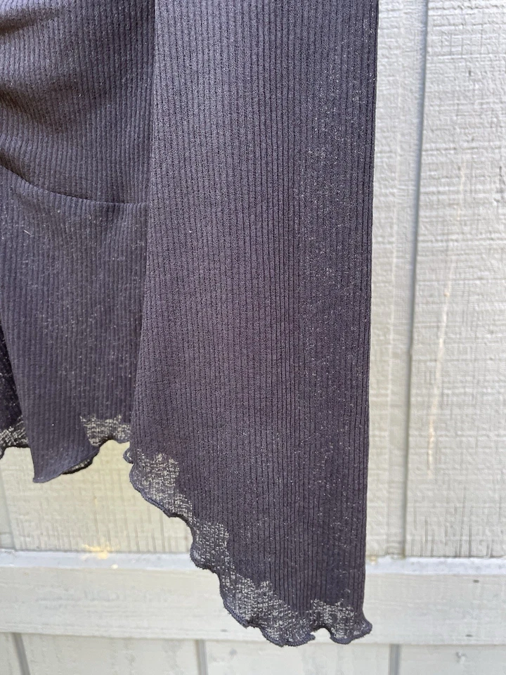 Top corto Y2K Fairy Goth manga campana malla elástica talla L negro delicatessen muñecas matar Foto 3 de 4