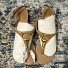 Gucci Beige Leather Flat Sandals Gold Metal Hardware Buckle Women's Size 37 — photo 1