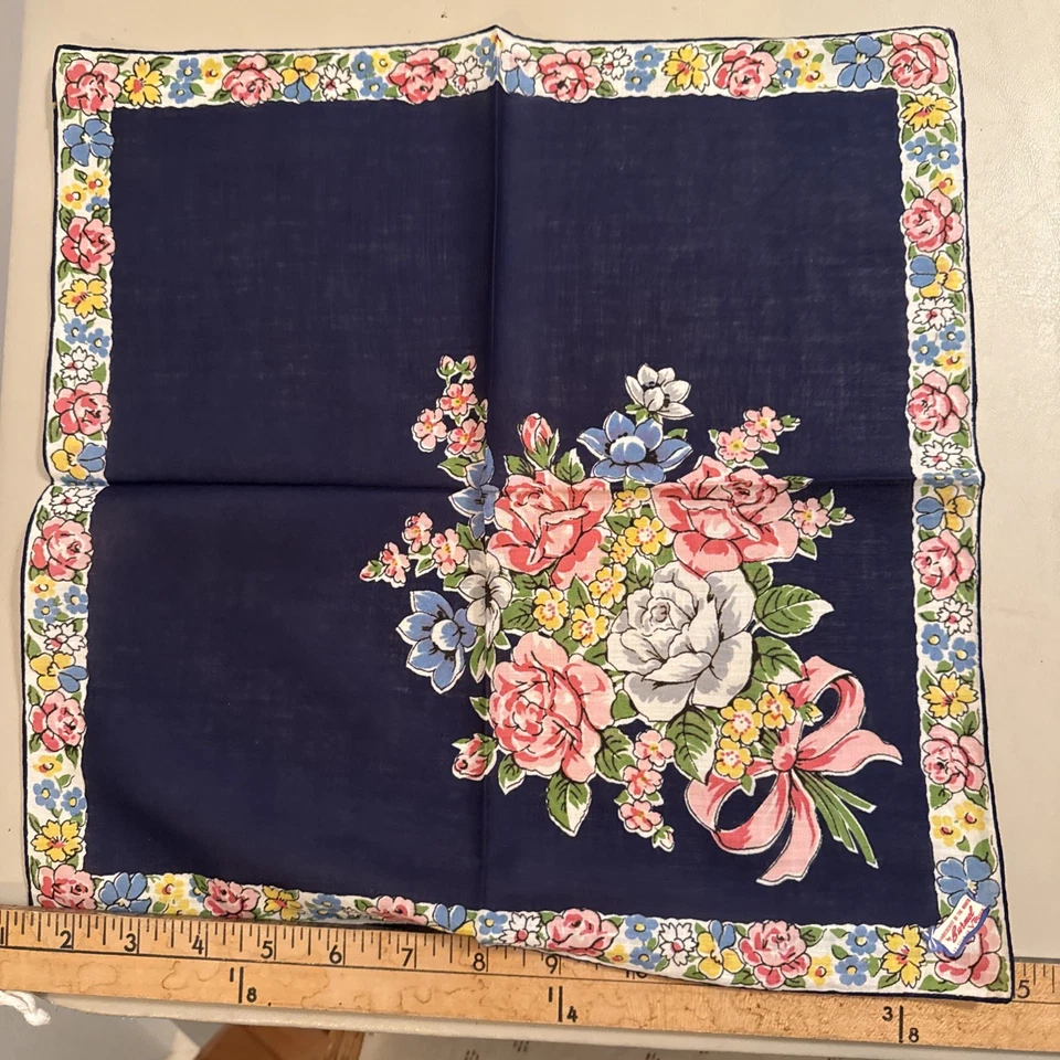 Lote De 3 Pañuelos Vintage Floral Multicolor Hankie Burmel Foto 2 de 4