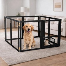 Acrylic Dog Playpen with Door, 27.5 Inch Height, Heavy Duty Pet Fence, Small