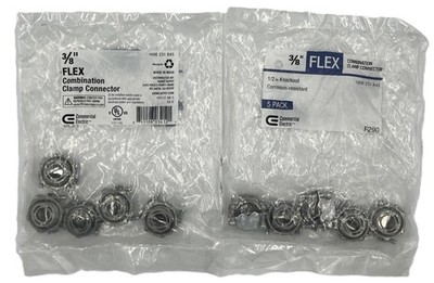 2/5-Packs 3/8'' FMC Clamp Connectors 1/2'' KO Flexible Metal Conduit Fittings