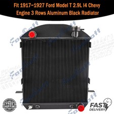 Fit 19171927 Ford Model T 2.9l L4 Chevy Engine 3 Rows Aluminum Black Radiator Fit 19171927 Ford Model T 2.9l L4 Chevy Engine 3 Rows Aluminum Black Radiator