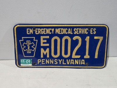 2001 Pennsylvania Emergency Medical Service License Plate EM Tag 