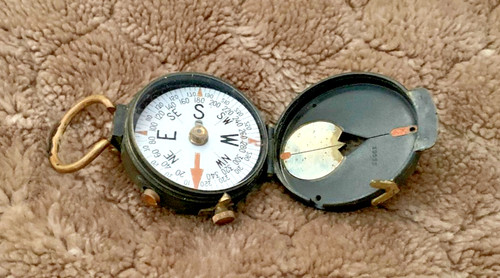 W.W. I & II Vintage U.S.A. Engineer Corps, Brass Compass. Cruchon & Emons, Paris