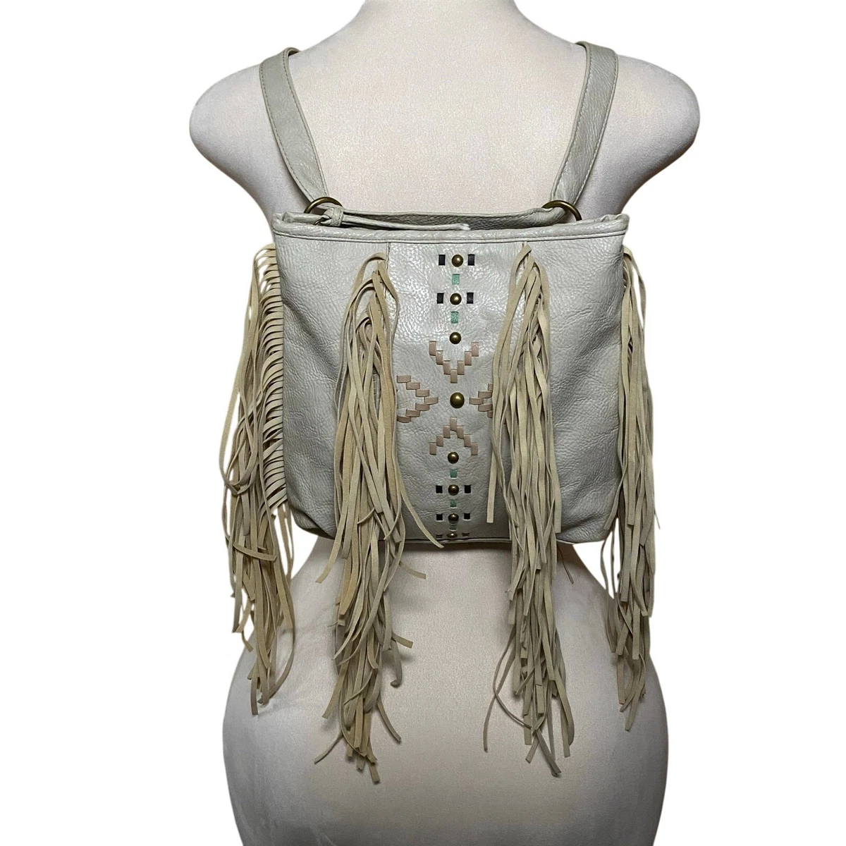 Boho Chic Coastal Cowgirl Americana Rodeo Leather Fringe Backpack/Crossbody Bag Boho Chic Cowhide Backpack With Tassels - Genuine Leather  main image 3