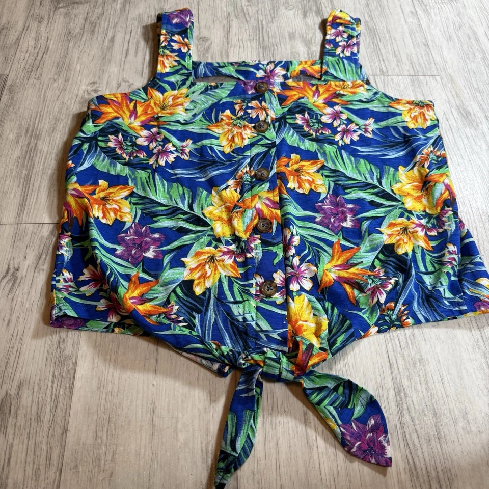 Карибский Joe Маленький Летний Топ без рукавов Тропический Цветочный Отпуск Круизный Остров - Изображение 3 из 4