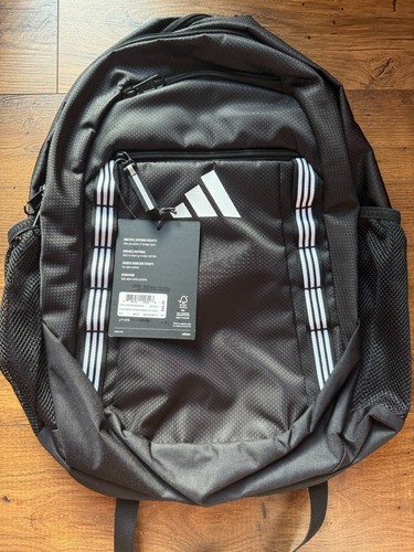 Adidas Excelerator Large Backpack 16" laptop Unisex Black/white 3 Strip Webbing - Picture 7 of 7