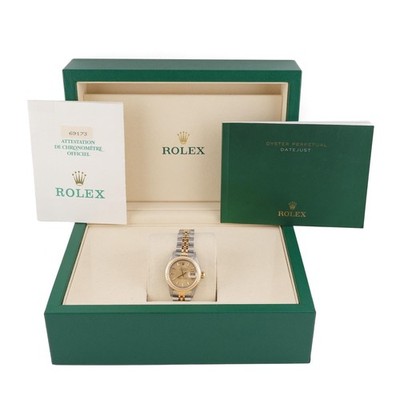 Rolex 69173 Lady-Datejust 26mm Champagne Dial Jubilee Bracelet Box & Papers 1991