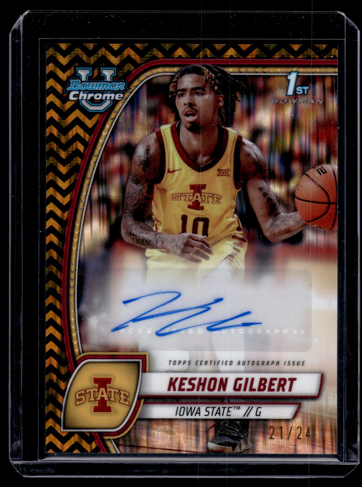 Keshon Gilbert 2024-25 Bowman U Chrome Black/Gold Stealth Auto Card /24 #45