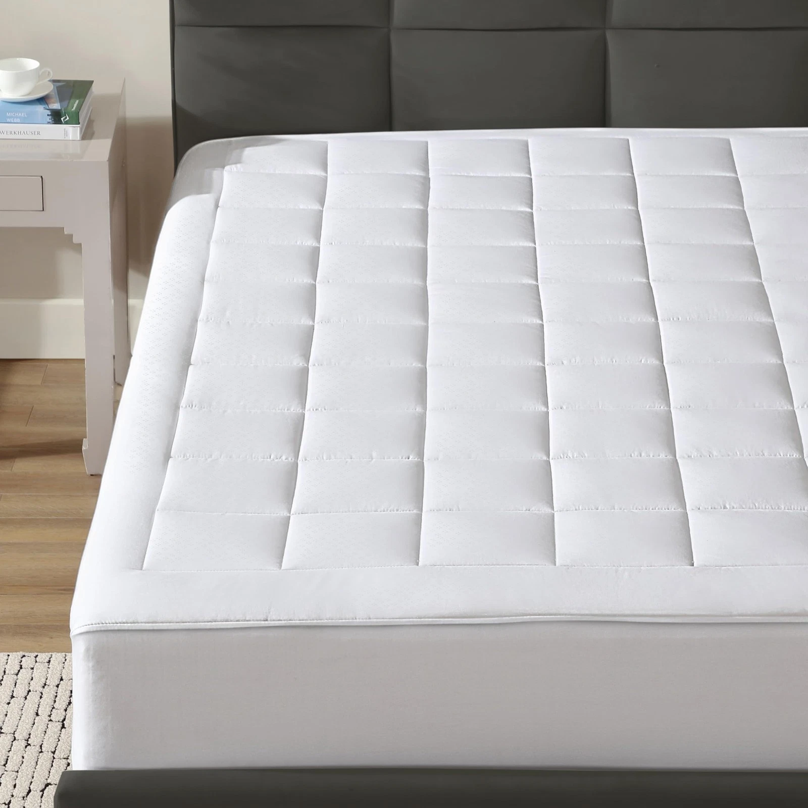Full Size Mattress Pad 200 Thread Count - 100% Cotton Top - Stretches 14-16"